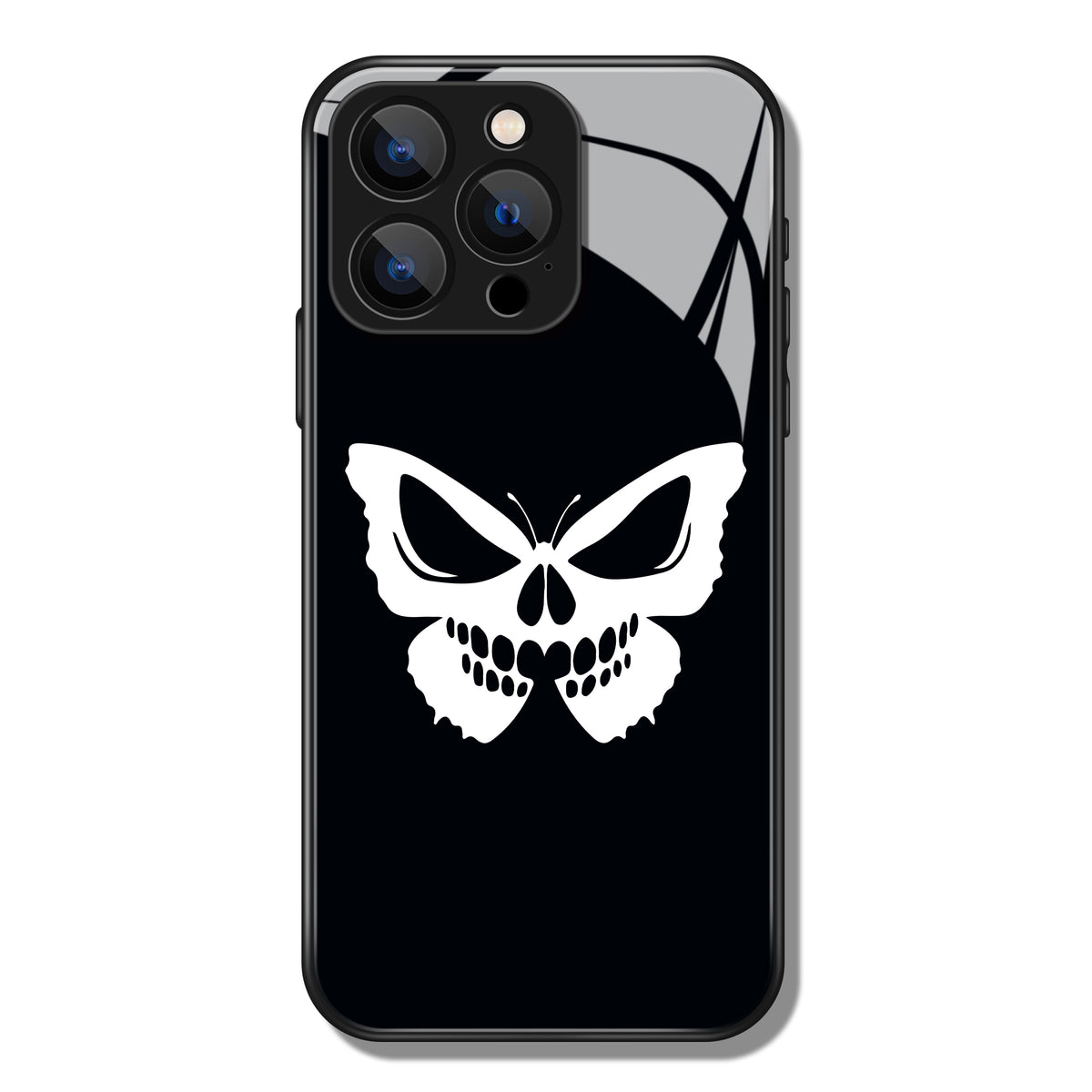 Butterfly Skull Pattern Premium Black Apple Samsung Phone Case