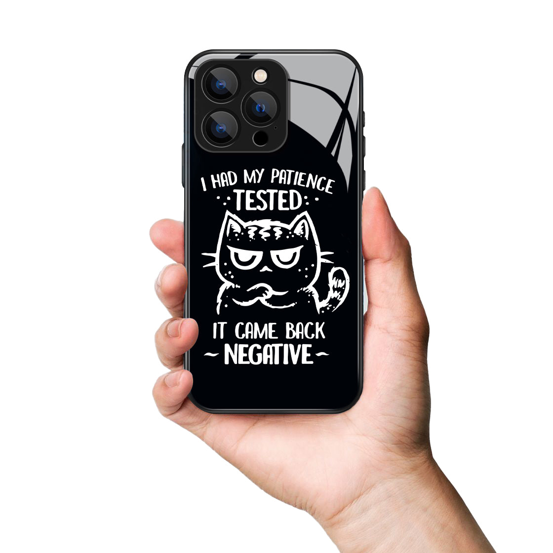 I Had My Patience Tested Letter Cat Pattern Premium Black Apple Samsung Phone Case