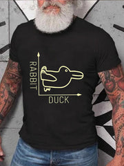 Rabbit Duck Print Men Slogan T-Shirt