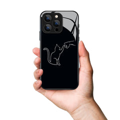 Cute Cat High Five Pattern Premium Black Apple Samsung Phone Case