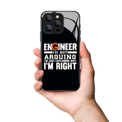 Engineer I'm Not Arguing Letter Printed Premium Black Apple Samsung Phone Case