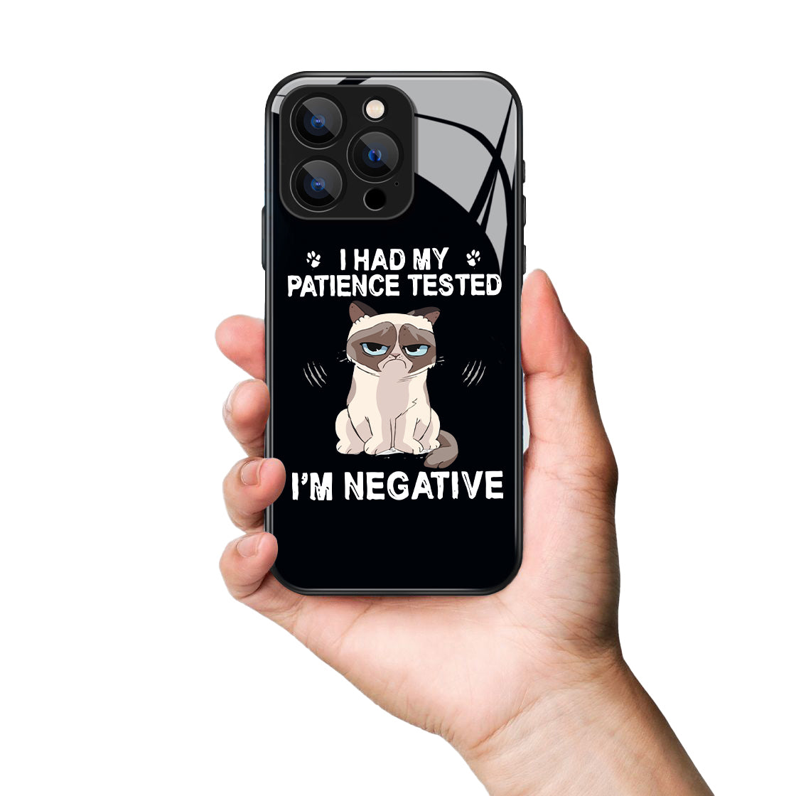 I Had My Patience Tested Letter Pitiful Cat Pattern Premium Black Apple Samsung Phone Case