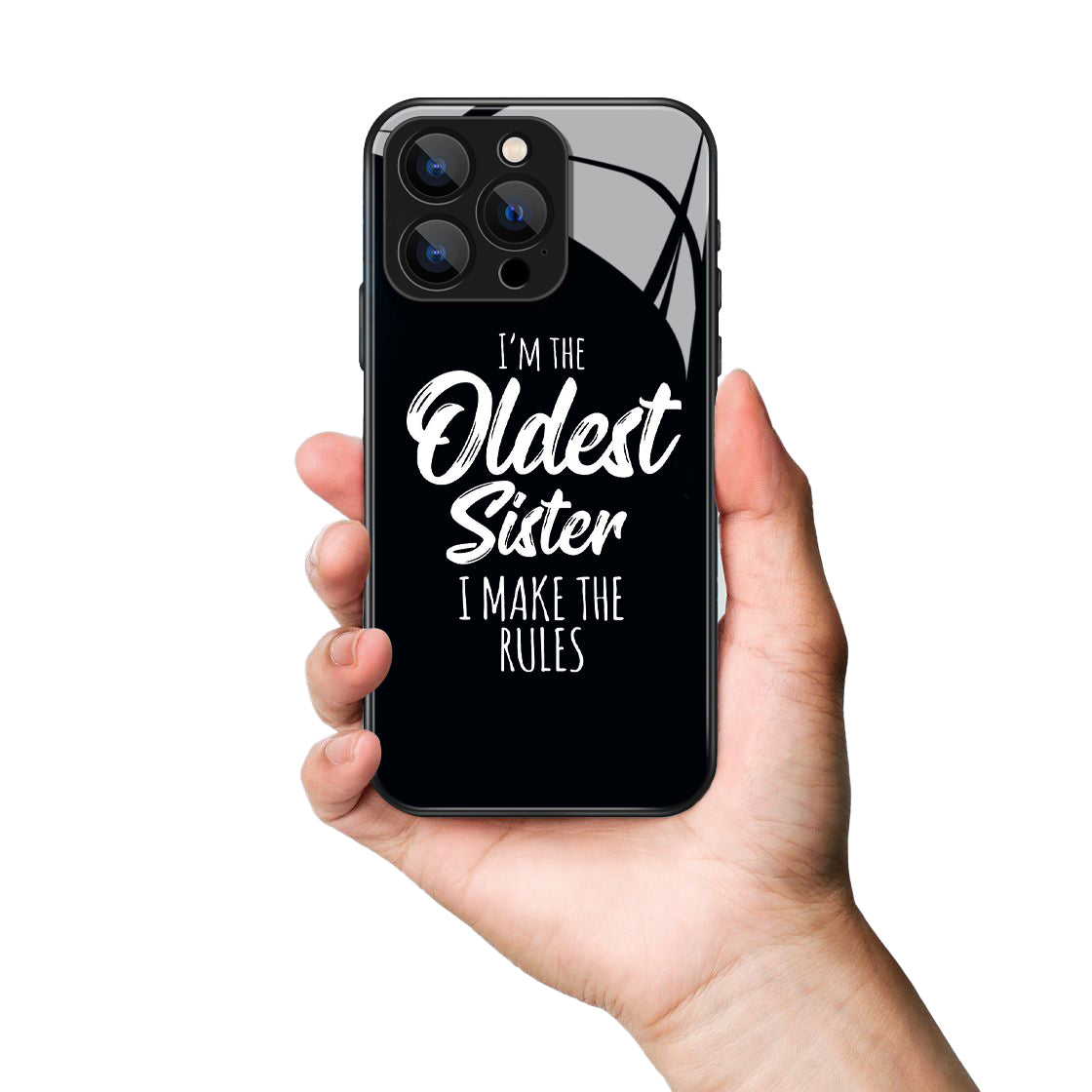 I'm The Oldest Sister Letter Printed Premium Black Apple Samsung Phone Case