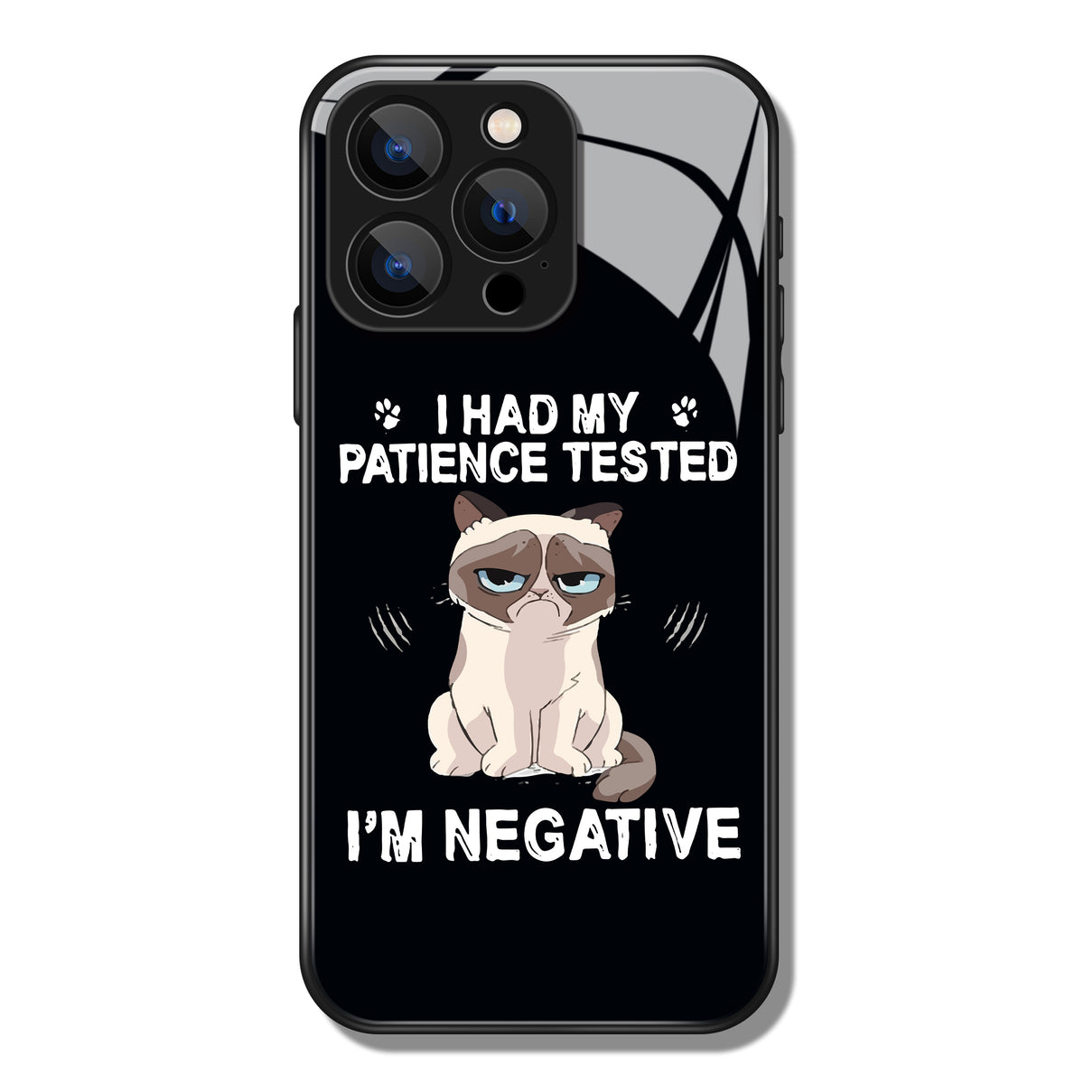 I Had My Patience Tested Letter Pitiful Cat Pattern Premium Black Apple Samsung Phone Case