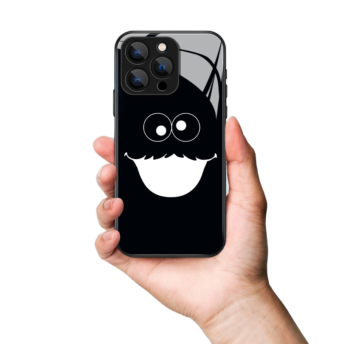 Cute Cartoon Smiling Face Pattern Premium Black Apple Samsung Phone Case