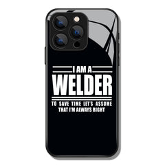 I Am A Welder Letter Printed Premium Black Apple Samsung Phone Case