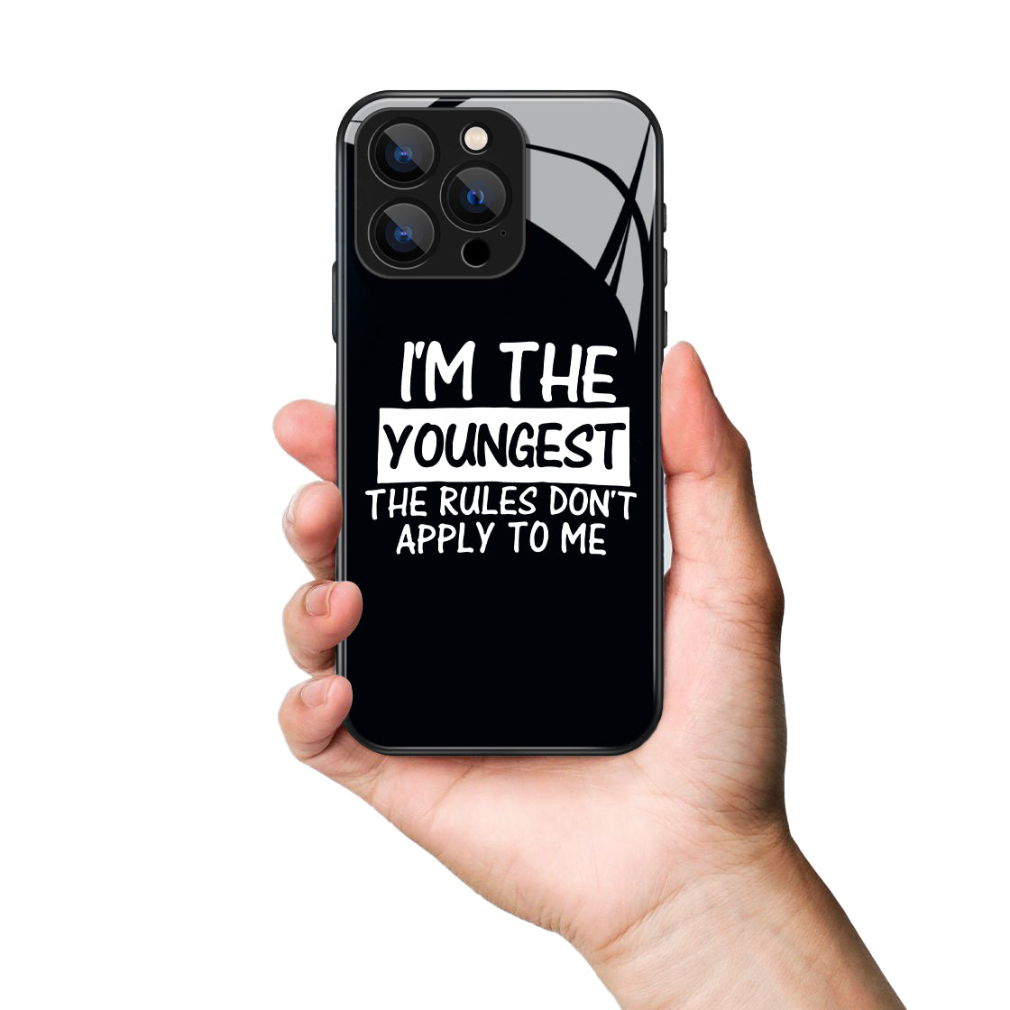 I'm The Youngest Letter Printed Premium Black Apple Samsung Phone Case