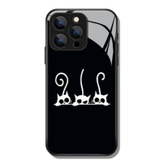 Three Cartoon Kittens Pattern Premium Black Apple Samsung Phone Case