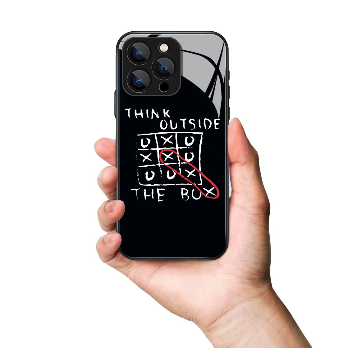 Think Outside The Box Letter Checkerboard Pattern Premium Black Apple Samsung Phone Case