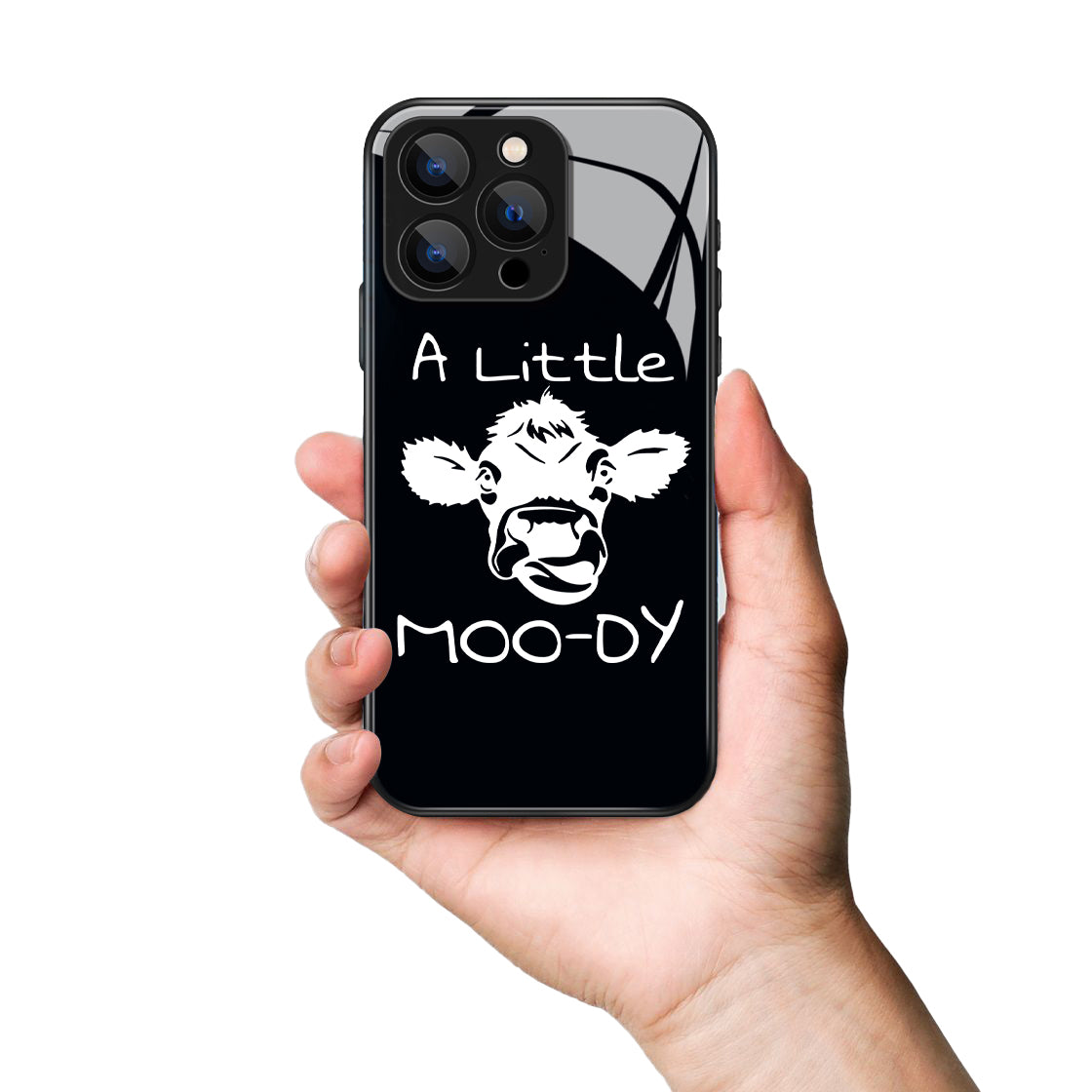 A Little Moo Dy Letter Cow Pattern Premium Black Apple Samsung Phone Case