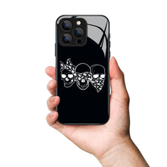 Horror Three Skull Pattern Premium Black Apple Samsung Phone Case