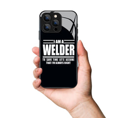 I Am A Welder Letter Printed Premium Black Apple Samsung Phone Case