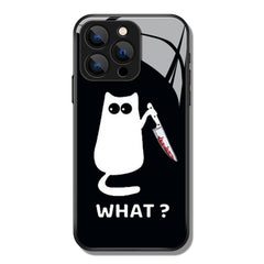 What Cat Holding A Knife Pattern Premium Black Apple Samsung Phone Case