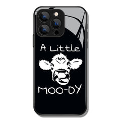 A Little Moo Dy Letter Cow Pattern Premium Black Apple Samsung Phone Case