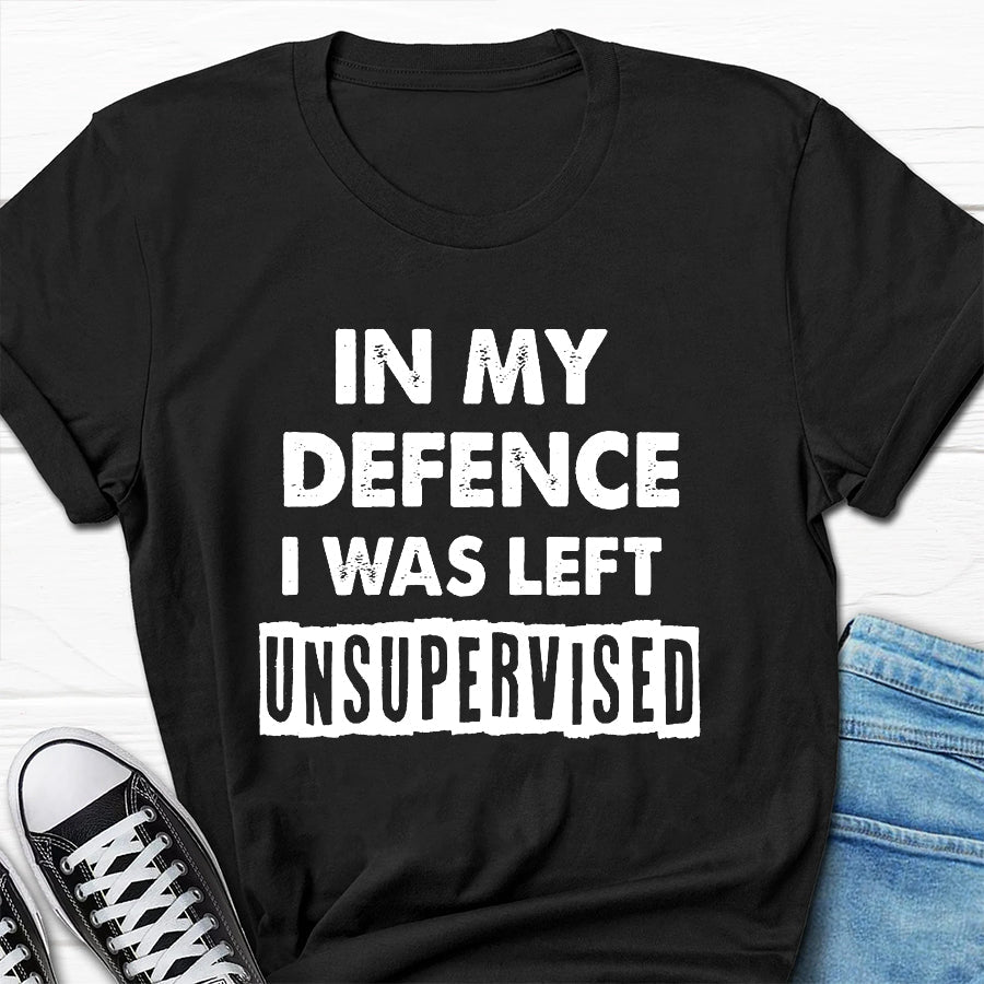 In My Defence I Was Left Print Men Slogan T-Shirt