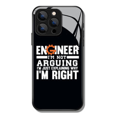 Engineer I'm Not Arguing Letter Printed Premium Black Apple Samsung Phone Case