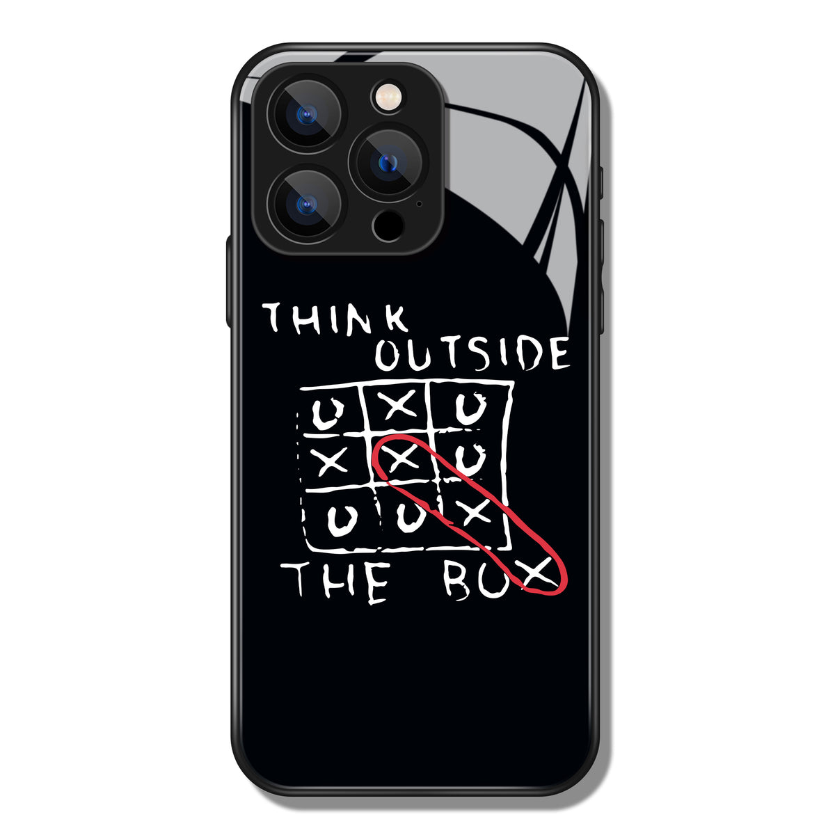 Think Outside The Box Letter Checkerboard Pattern Premium Black Apple Samsung Phone Case