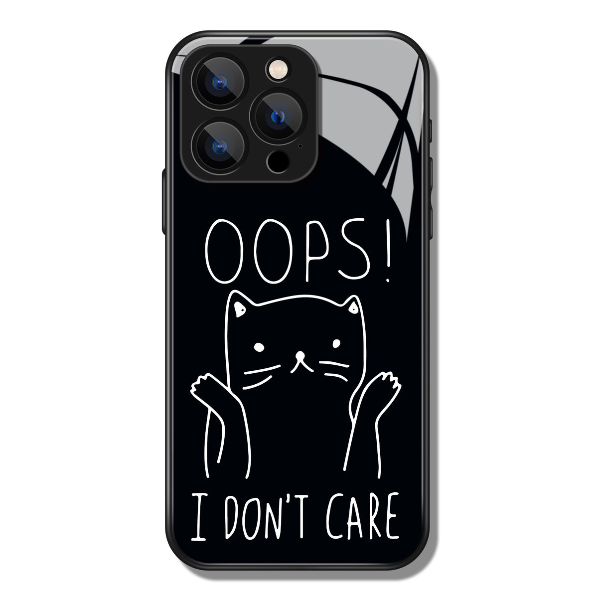 Oops I Don't Care Cat Printed Premium Black Apple Samsung Phone Case