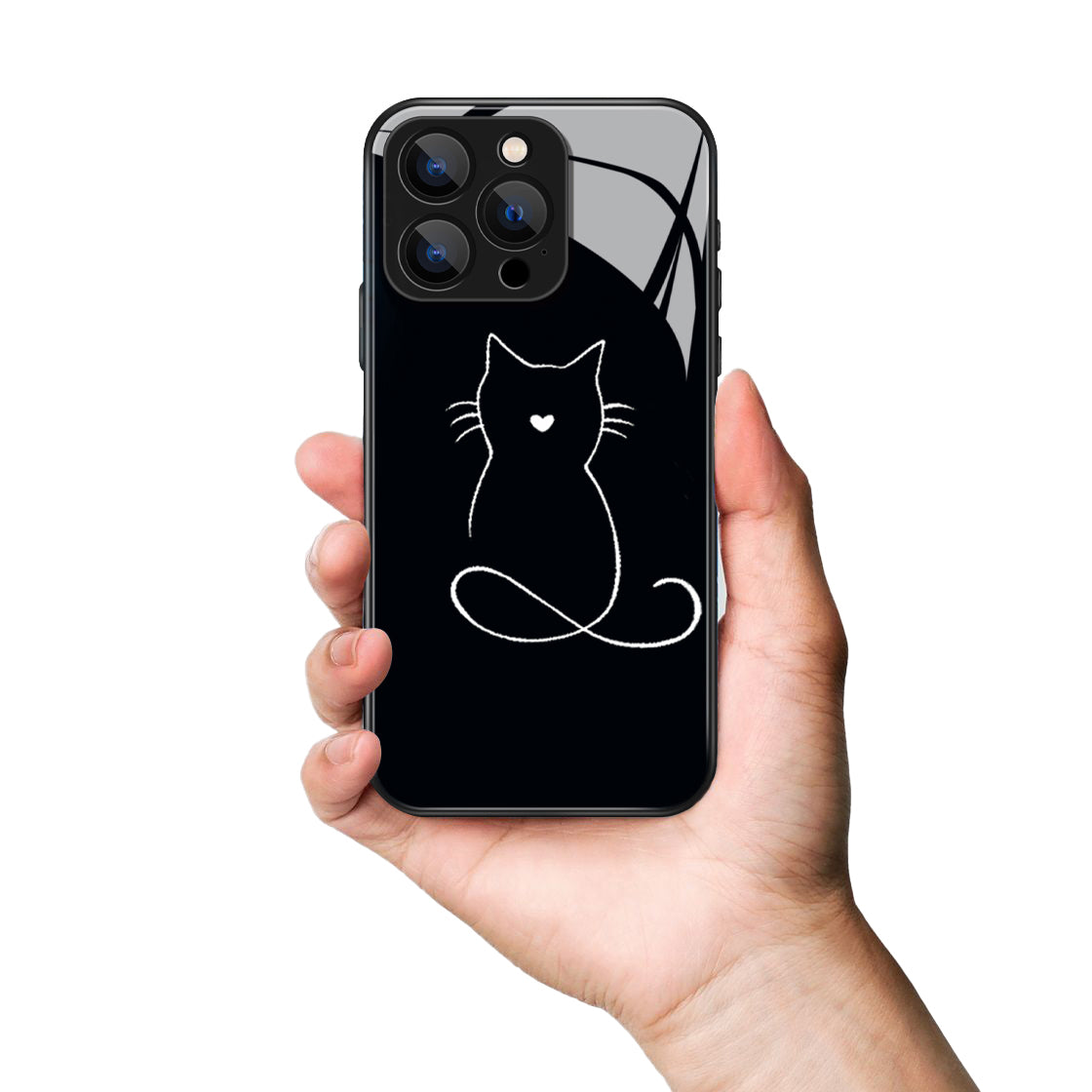 Cute Line Cat Pattern Premium Black Apple Samsung Phone Case