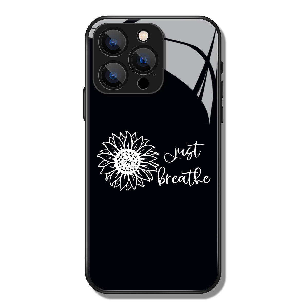 Just Breathe Sunflower Printed Premium Black Apple Samsung Phone Case