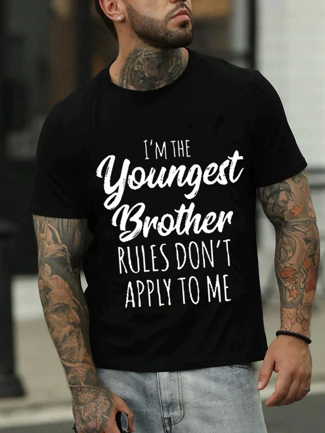 I'm The Youngest Brother Print Men Slogan T-Shirt