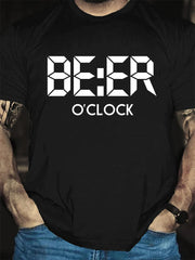 Beer O'Clock Print Men Slogan T-Shirt