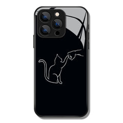 Cute Cat High Five Pattern Premium Black Apple Samsung Phone Case