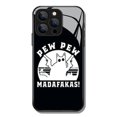 Pew Pew Madafakas Cat Printed Premium Black Apple Samsung Phone Case