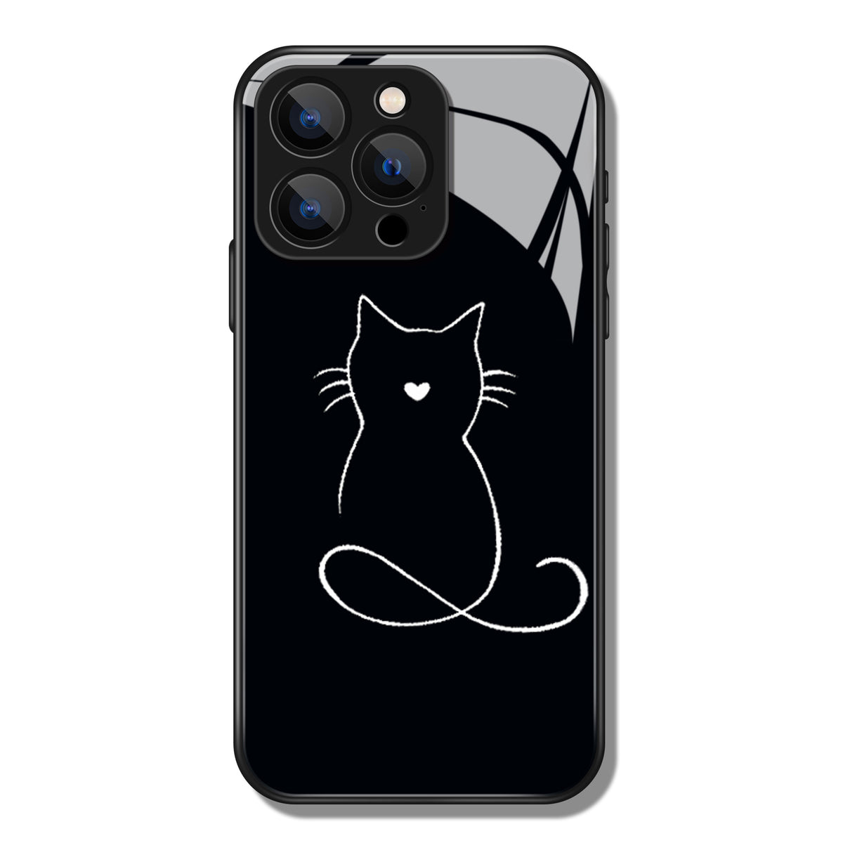 Cute Line Cat Pattern Premium Black Apple Samsung Phone Case