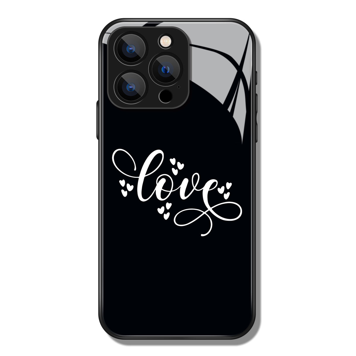 Love Heart Printed Premium Black Apple Samsung Phone Case