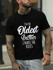 I'm The Oldest Brother Print Men Slogan T-Shirt