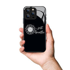 Just Breathe Sunflower Printed Premium Black Apple Samsung Phone Case