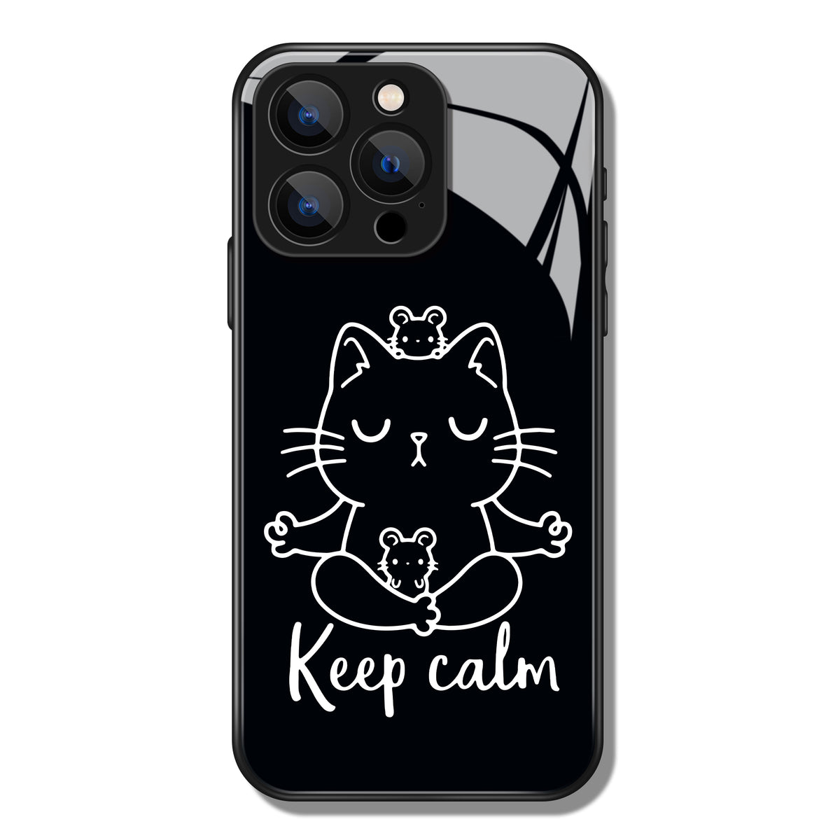 Keep Calm Cat Printed Premium Black Apple Samsung Phone Case