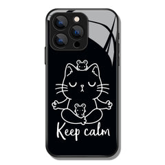 Keep Calm Cat Printed Premium Black Apple Samsung Phone Case