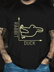 Rabbit Duck Print Men Slogan T-Shirt