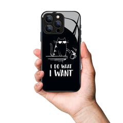 I Do What I Want Cat Pattern Premium Black Apple Samsung Phone Case