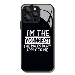 I'm The Youngest Letter Printed Premium Black Apple Samsung Phone Case