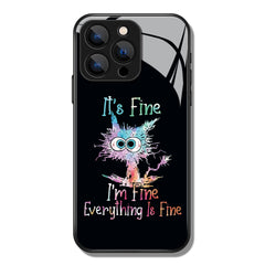 It's Fine I'm Fine Letter Cat Pattern Premium Black Apple Samsung Phone Case