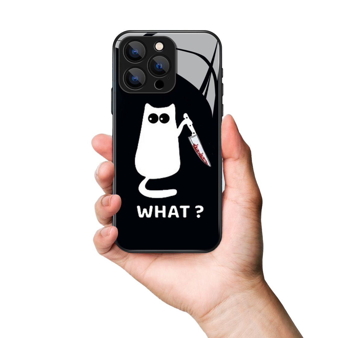 What Cat Holding A Knife Pattern Premium Black Apple Samsung Phone Case